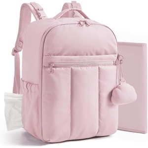 image:imageBAGSMART Baby Diaper Bag Backpack Lightweight Puffy Diaper Bag with Insulated Pocketsamp Pacifier Case Travel Stroller Straps with Waterproof Changing Pad BlackPink