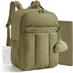 image:imageBAGSMART Baby Diaper Bag Backpack Lightweight Puffy Diaper Bag with Insulated Pocketsamp Pacifier Case Travel Stroller Straps with Waterproof Changing Pad BlackGreen