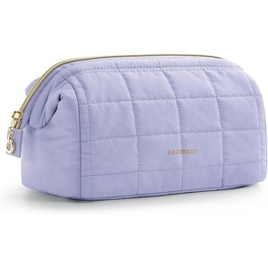 image:imageBAGSMART Makeup Bag Travel Toiletry Bag Puffy Padded Make Up Bags for Women Makeup Organizer Case Wideopen Pouch Purse Travel Essentials Toiletries Accessories Brushes Apricot Pink18Lavender Purple