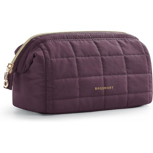 image:imageBAGSMART Makeup Bag Travel Toiletry Bag Puffy Padded Make Up Bags for Women Makeup Organizer Case Wideopen Pouch Purse Travel Essentials Toiletries Accessories Brushes Apricot Pink21Burgundy Red