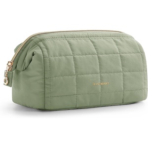 image:imageBAGSMART Makeup Bag Travel Toiletry Bag Puffy Padded Make Up Bags for Women Makeup Organizer Case Wideopen Pouch Purse Travel Essentials Toiletries Accessories Brushes Apricot Pink14Sage Green