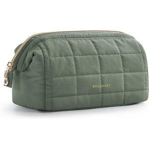 image:imageBAGSMART Makeup Bag Travel Toiletry Bag Puffy Padded Make Up Bags for Women Makeup Organizer Case Wideopen Pouch Purse Travel Essentials Toiletries Accessories Brushes Apricot Pink15Olive Green