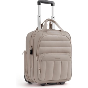 image:imageBAGSMART Small Underseat Carry on Luggage with Wheels 16 inch Small Under Seat Luggage Lightweight Travel Suitcase for Women Mist PurpleBrown