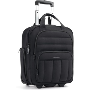 image:imageBAGSMART Small Underseat Carry on Luggage with Wheels 16 inch Small Under Seat Luggage Lightweight Travel Suitcase for Women Mist PurpleDeep Black