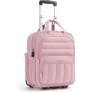 image:imageBAGSMART Small Underseat Carry on Luggage with Wheels 16 inch Small Under Seat Luggage Lightweight Travel Suitcase for Women Mist PurplePink