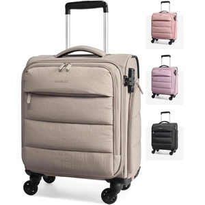 image:imageBAGSMART Underseat Carry on Luggage with Wheels Soft Underseat Travel Luggage with PVC WetDry Pockets Lightweight Soft Personal Item Suitcase for Short Trip Pinkish PurpleCamel