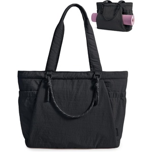 image:imageBAGSMART Yoga Tote Bag for Women with Knotted Handle Lightweight Pilates Bag with Yoga Mat Holder Gym Bag for Work TravelBlack