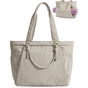 image:imageBAGSMART Yoga Tote Bag for Women with Knotted Handle Lightweight Pilates Bag with Yoga Mat Holder Gym Bag for Work TravelBrown