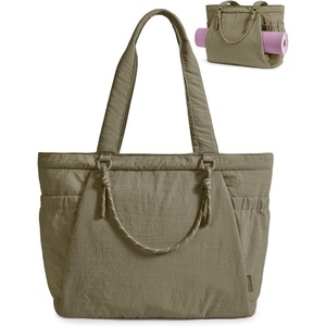 image:imageBAGSMART Yoga Tote Bag for Women with Knotted Handle Lightweight Pilates Bag with Yoga Mat Holder Gym Bag for Work TravelOlive Green