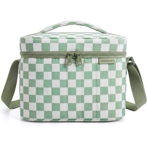 image:imageBAGSMART Lunch Box for Women Insulated Lunch Bag Leakproof Cute Adult Lightweight Quilted Reusable Cooler for Office Work Picnic Travel Lunch Tote with Adjustable Shoulder Strap Coffee BrownGreen Checkered