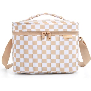 image:imageBAGSMART Lunch Box for Women Insulated Lunch Bag Leakproof Cute Adult Lightweight Quilted Reusable Cooler for Office Work Picnic Travel Lunch Tote with Adjustable Shoulder Strap Coffee BrownKhaki Checkered