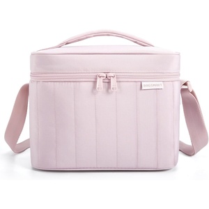 image:imageBAGSMART Lunch Box for Women Insulated Lunch Bag Leakproof Cute Adult Lightweight Quilted Reusable Cooler for Office Work Picnic Travel Lunch Tote with Adjustable Shoulder Strap Coffee BrownPink