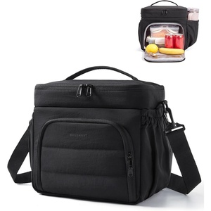 image:imageBAGSMART Puffy Insulated Lunch Bag Lightweight Large 14L Double Deck Lunch Box for Women Soft Cooler Tote for Office Work Travel Camping with Stretch Side Pockets Fits 40 oz Bottle BlackBlack