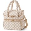 image:imageBAGSMART Insulated Lunch Bags for Women Cute Quilted Lunch Box Lightweight Puffy Padded Waterproof Lunch Tote Reusable Lunch Cooler for Work Picnic Travel BlackberryPrintBrown Checkerboard