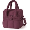 image:imageBAGSMART Insulated Lunch Bags for Women Cute Quilted Lunch Box Lightweight Puffy Padded Waterproof Lunch Tote Reusable Lunch Cooler for Work Picnic Travel BlackberryWine Red