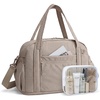 image:imageBAGSMART Expandable Personal Item Travel Bag Lightweight Gym Bag for Women 24L Weekender Travel Duffle with Toiletry Bag Carry on Overnight Duffel ChocolateCamel