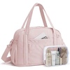 image:imageBAGSMART Expandable Personal Item Travel Bag Lightweight Gym Bag for Women 24L Weekender Travel Duffle with Toiletry Bag Carry on Overnight Duffel ChocolatePink