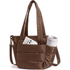 image:imageBAGSMART Lunch Bag Women Small Insulated Tote with Lunch Compartment Quilted Lightweight Puffy Tote Bag for Work Travel Outdoor Cherry RedCoffee Brown
