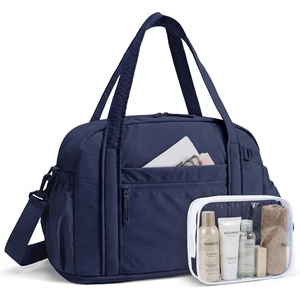 image:imageBAGSMART Expandable Personal Item Travel Bag Lightweight Gym Bag for Women 24L Weekender Travel Duffle with Toiletry Bag Carry on Overnight Duffel ChocolateNavy Blue