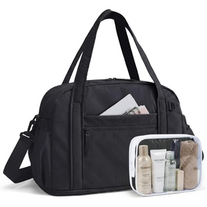 image:imageBAGSMART Expandable Personal Item Travel Bag Lightweight Gym Bag for Women 24L Weekender Travel Duffle with Toiletry Bag Carry on Overnight Duffel ChocolateBlack