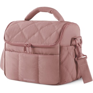 image:imageBAGSMART Insulated Lunch Bags for Women Cute Quilted Lunch Box Lightweight Puffy Padded Waterproof Lunch Tote Reusable Lunch Cooler for Work Picnic Travel BlackberryDark Pink