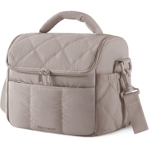 image:imageBAGSMART Insulated Lunch Bags for Women Cute Quilted Lunch Box Lightweight Puffy Padded Waterproof Lunch Tote Reusable Lunch Cooler for Work Picnic Travel BlackberryCamel