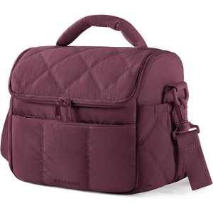 image:imageBAGSMART Insulated Lunch Bags for Women Cute Quilted Lunch Box Lightweight Puffy Padded Waterproof Lunch Tote Reusable Lunch Cooler for Work Picnic Travel BlackberryWine Red
