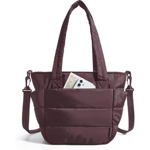 image:imageBAGSMART Lunch Bag Women Small Insulated Tote with Lunch Compartment Quilted Lightweight Puffy Tote Bag for Work Travel Outdoor Cherry RedCrimson Purple