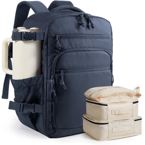 image:imageBAGSMART Travel Backpack for Women amp Men 173 inch Laptop Flight Approved Carry on Backpack with Shoe bag amp 2 Packing Cubes WaterResistant Large Business Travel Bag Weekender Bag  Navy BlueNavy Blue