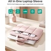 image:imageBAGSMART 1314 Inch Laptop Sleeve with Handle and Accessory Pocket for Work  Quilted Laptop Bag for Women with Shoulder Strap Compatible with M5 MacBook Air 13Pro 14 HP Dell Lenovo ASUS for TripSBlack