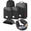 image:imageBAGSMART 6 Set Packing Cubes for Travel with Budget Airline Neck Pillow  Travel essentials Premium Taslan luggage organizers for all suitcases Ultimate budget airline hack 100 Personal item safeBlack