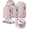 image:imageBAGSMART 6 Set Packing Cubes for Travel with Budget Airline Neck Pillow  Travel essentials Premium Taslan luggage organizers for all suitcases Ultimate budget airline hack 100 Personal item safeBaby Pink