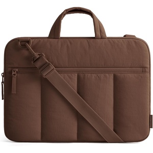 image:imageBAGSMART 1314 Inch Laptop Sleeve with Handle and Accessory Pocket for Work  Quilted Laptop Bag for Women with Shoulder Strap Compatible with M5 MacBook Air 13Pro 14 HP Dell Lenovo ASUS for TripCoffee Brown