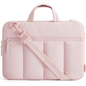 image:imageBAGSMART 1314 Inch Laptop Sleeve with Handle and Accessory Pocket for Work  Quilted Laptop Bag for Women with Shoulder Strap Compatible with M5 MacBook Air 13Pro 14 HP Dell Lenovo ASUS for TripBaby Pink