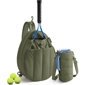 image:imageBAGSMART Tennis Gym Bag for Women 3in1 Sports Duffle Sling Backpack  Fits 40oz Tumblers 156 Laptop amp Shoes Converts to a Gym Duffle Travel Sling or Court Backpack for 2 RacketsPaddlesSForest Green