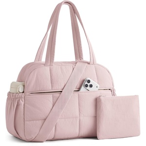 image:imageBAGSMART Small Gym Bag for Women 2 Set Travel Duffel Bags Camel  20L small gym bag cute duffle bag for travel lightweight carry on bag weekender overnight bag hospital bagPink