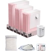 image:imageBAGSMART Vacuum Seal Storage Bags for Clothing Travel 18 Pack Travel Essentials Bundle includes Laundry Bag amp Waterproof Shoe Bag amp TSA Approved Toiletry Bag Hand Pump IncludedPink