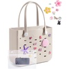 image:imageBAGSMART Beach Bag for Women Waterresistant Rubber Tote Bag Sandproof Vacation Essentials for Summer Swim Cruise PoolApricot