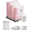 image:imageBAGSMART Vacuum Seal Storage Bags for Clothing Travel 18 Pack Travel Essentials Bundle includes Laundry Bag amp Waterproof Shoe Bag amp TSA Approved Toiletry Bag Hand Pump IncludedPink