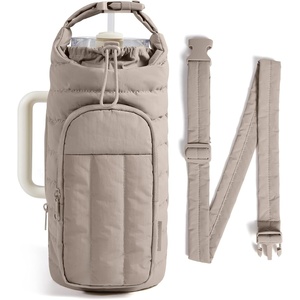 image:imageBAGSMART 40oz Water Bottle Holder with Strap Quilted Crossbody Purse Drink Carrier Gym Accessories for WomenBrown