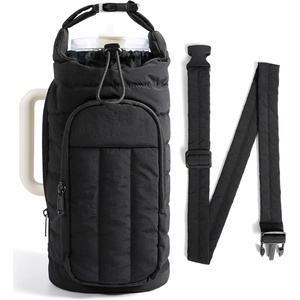 image:imageBAGSMART 40oz Water Bottle Holder with Strap Quilted Crossbody Purse Drink Carrier Gym Accessories for WomenCharcoal