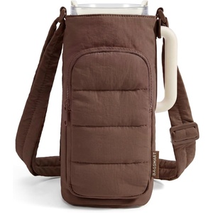 image:imageBAGSMART 40oz Water Bottle Holder with Strap Quilted Crossbody Purse Drink Carrier Gym Accessories for WomenChocolate
