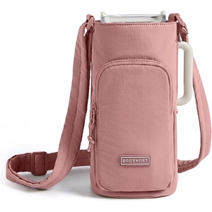 image:imageBAGSMART 40oz Water Bottle Holder with Strap Quilted Crossbody Purse Drink Carrier Gym Accessories for WomenCoral