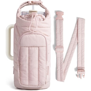 image:imageBAGSMART 40oz Water Bottle Holder with Strap Quilted Crossbody Purse Drink Carrier Gym Accessories for WomenLight Pink