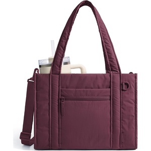 image:imageBAGSMART Boxy Tote Bag for Women Crossbody Bag with Zipper Crush Bow Purses for Travel Work CollegeBurgundy Bay