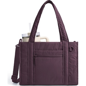 image:imageBAGSMART Boxy Tote Bag for Women Crossbody Bag with Zipper Crush Bow Purses for Travel Work CollegeGrape