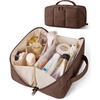 image:imageBAGSMART FlatOpen Makeup Bag Travel Cosmetic Organizer Bag for Women  Opens flat to easy access stays organized Lightweight waterresistant with dual zippers For travel home or daily useChocolate Brown