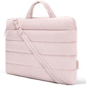 image:imageBAGSMART 156 Inch Laptop Sleeve with Pocket Puffy Laptop Case for Work  Quilted Laptop Bag for Women with Strap Portable M5 MacBook Pro 16 HP Dell Lenovo ASUS for CollegeSBaby Pink