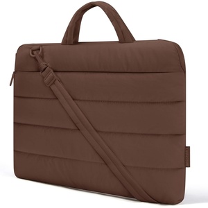 image:imageBAGSMART 156 Inch Laptop Sleeve with Pocket Puffy Laptop Case for Work  Quilted Laptop Bag for Women with Strap Portable M5 MacBook Pro 16 HP Dell Lenovo ASUS for CollegeSCoffee Brown