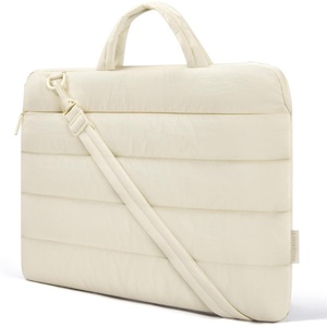 image:imageBAGSMART 156 Inch Laptop Sleeve with Pocket Puffy Laptop Case for Work  Quilted Laptop Bag for Women with Strap Portable M5 MacBook Pro 16 HP Dell Lenovo ASUS for CollegeSLight Beige